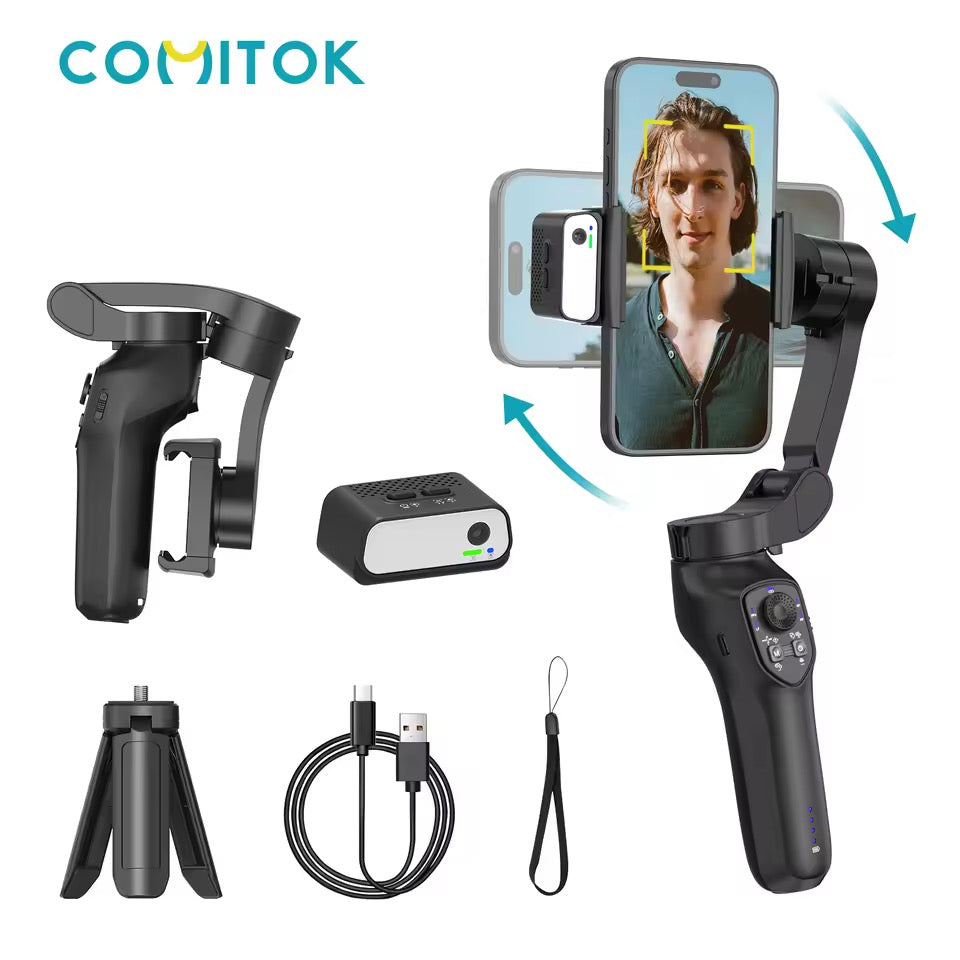 Comitok L7Cpro 3-Axis Gimbal: Anti-Shake, Fill Light, Lightweight, Ai Tracking